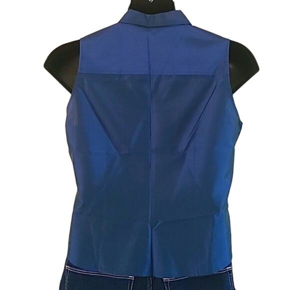 Excellent Condition Express Women’s Navy Silk Sleeveless Button-Up Blouse 13/14 - Picture 6 of 7
